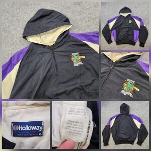 VTG 90s Norwich Navigators Jacket Mens XL Hooded Pullover Windbreaker Baseball